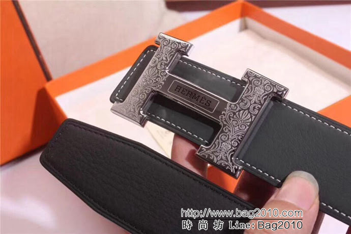 HERMES愛馬仕 專櫃同步更新 316精鋼專櫃原版花紋H鋼扣 原版訂制牛皮 雙面可用 男士皮帶  xfp1243